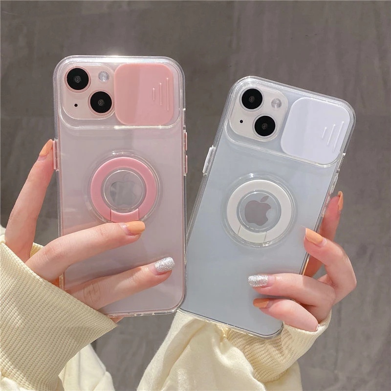 TPU Transparan Case for iPhone 13 Pro Max 12 11 pro max X / Xs max 7 / 8 / Se 2020 7plus / 8plus Full Cover Dengan Ring holder