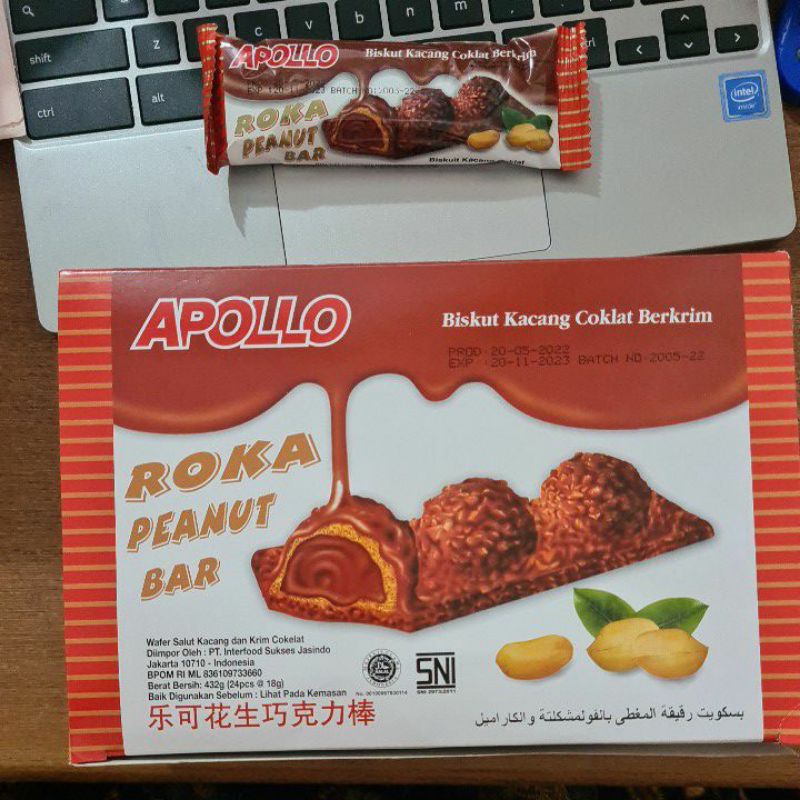 Apollo roka peanut bar 18 gr (1 set isi 5 bks)