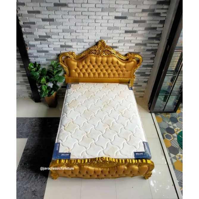 DIPAN RANJANG TEMPAT TIDUR JOK MEWAH EXCLUSIVE LUXURY SULTAN DIVAN WARNA GOLD EMAS BAHAN KAYU JATI JEPARA-3