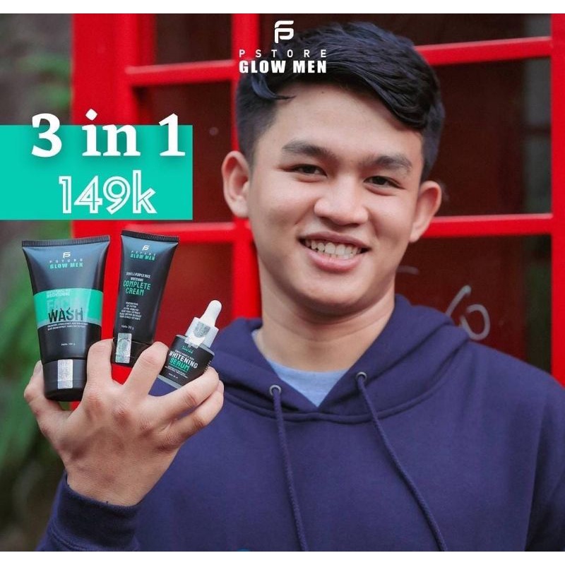 PS Glow Men 3 in1/Skincare/ps glow/Original/Skincare bpom/perawatan