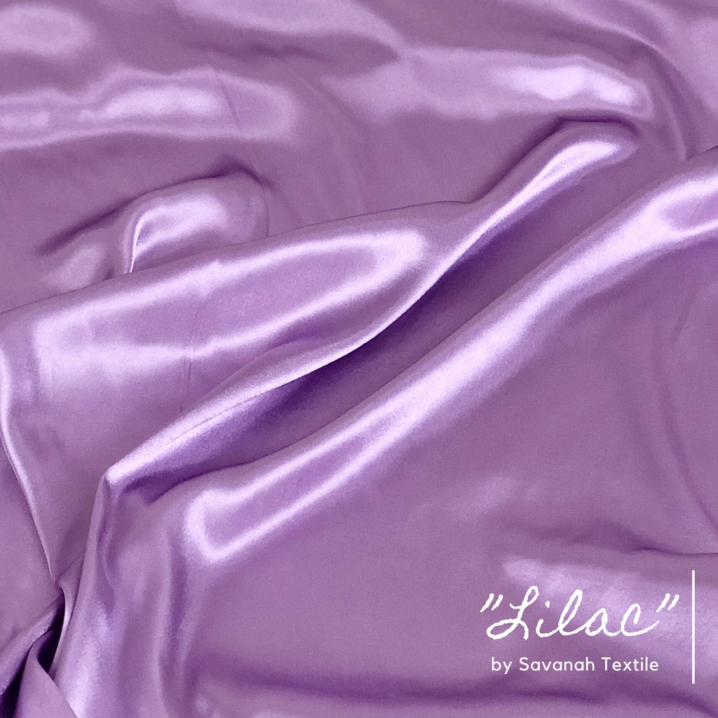 1/2 meter Kain Satin Silk Maxmara/ Sateen Sutra PREMIUM luxury-Lilac