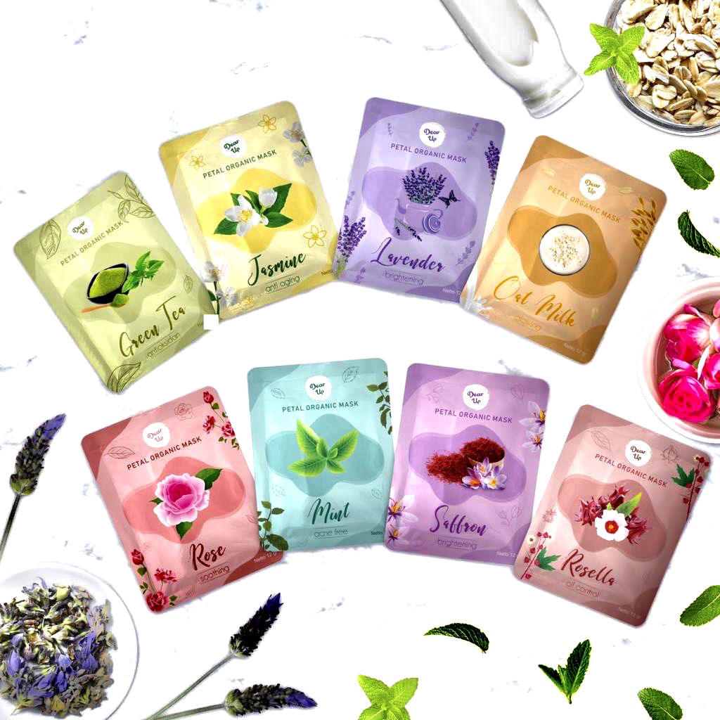 [TERMURAH SESHOPEE] DEAR UP PETAL MASK 10GR ORGANIC 100% BPOM KEMASAN PABRIK MASKER WAJAH 10 GR