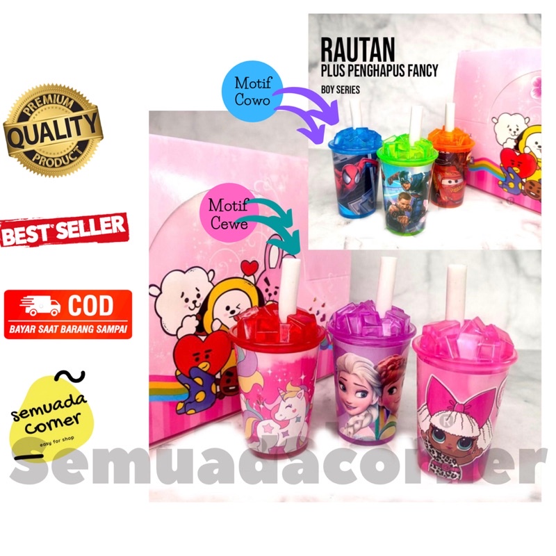 

Bisa COD Rautan Bentuk botol cu Penghapus Hapusan bentuk botol cup Karakter kartun lucu
