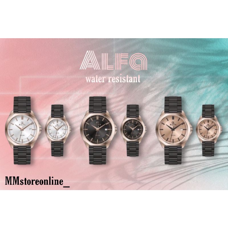 jam tangan couple alfa 88166 stainless steel anti air