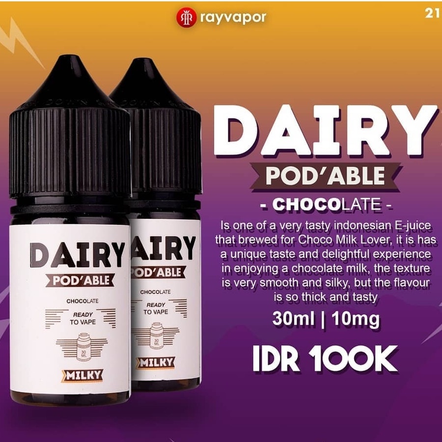 Dairy Chocolate Pod'able Pods Friendly 30ML by Ray Vapor Berpita Cukai