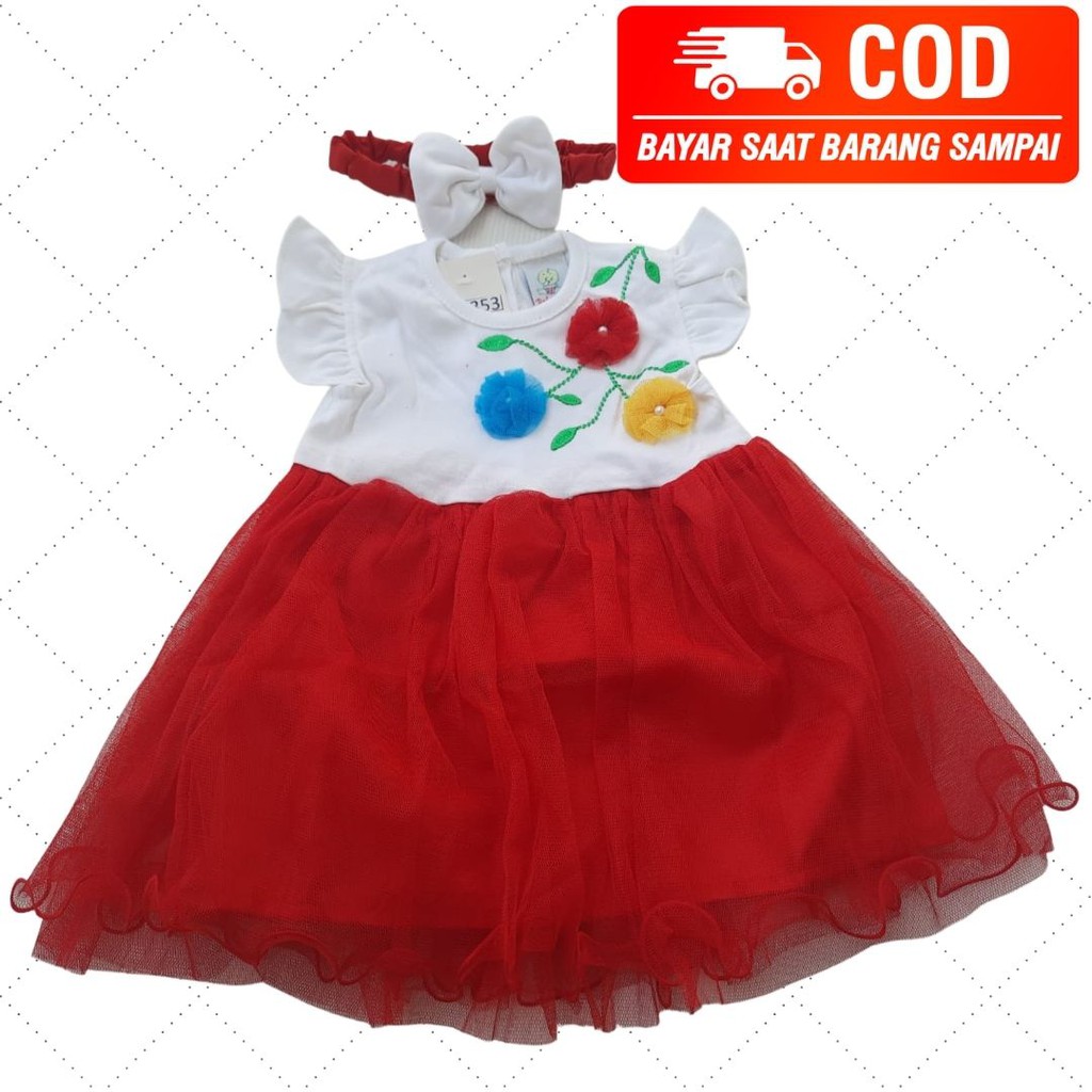 Dress Tutu 3 Bunga Anak Bayi Perempuan Fashion Anak Cewek Kondangan Trendi E590 Babybell MH-D