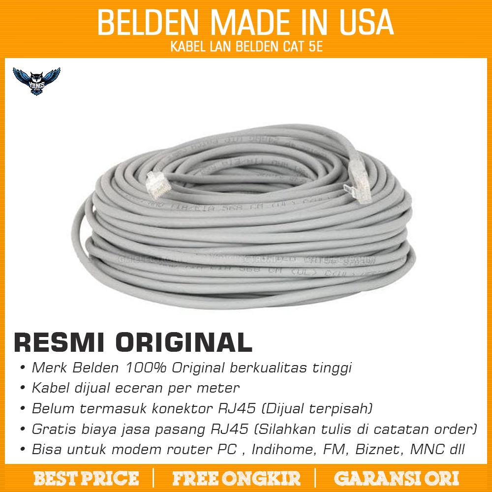 KABEL LAN UTP cat 5 / cat5e BELDEN made in USA meteran / eceran cat 5e