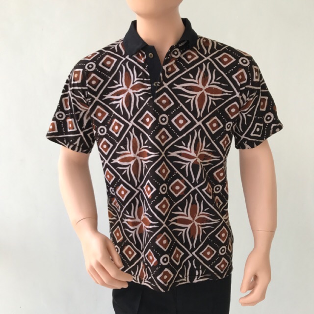 Baju kaos lengan pendek katun batik cap pria murah