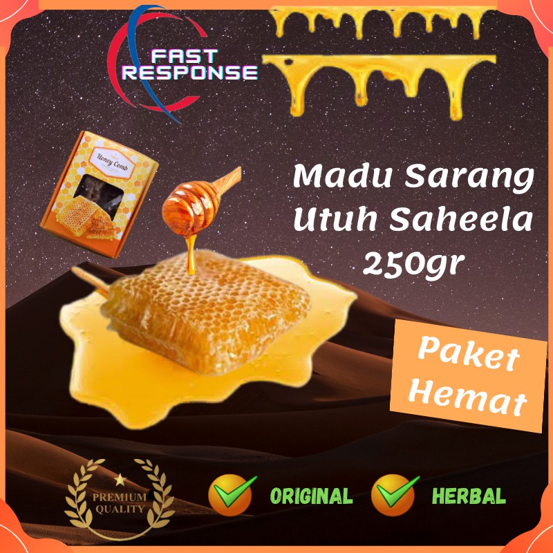 

Madu Asli Madu Sisir Utuh Murni Sarang 250gr Saheela Melifera Premium Honey Comb 100 % ORIGINAL