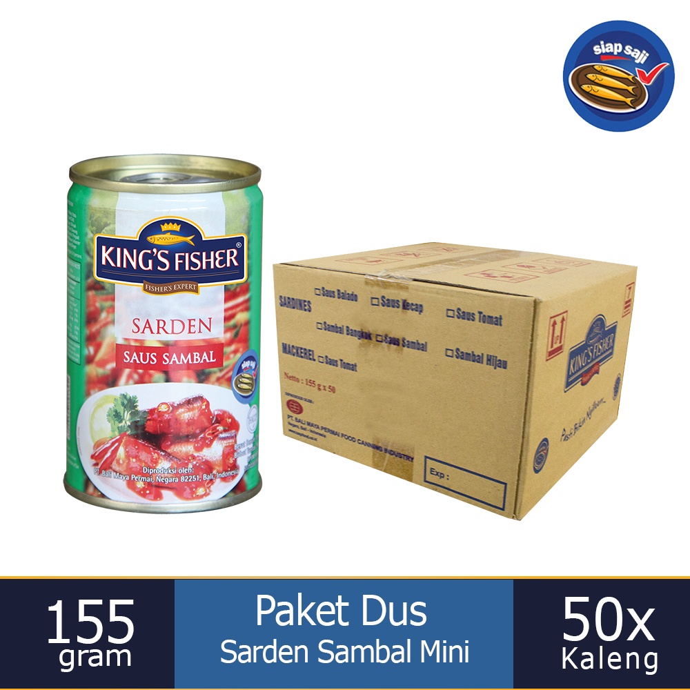 

MyHomey Paket 1 dus 50pc King's Fisher Sarden mini saus sambal Makanan Kaleng