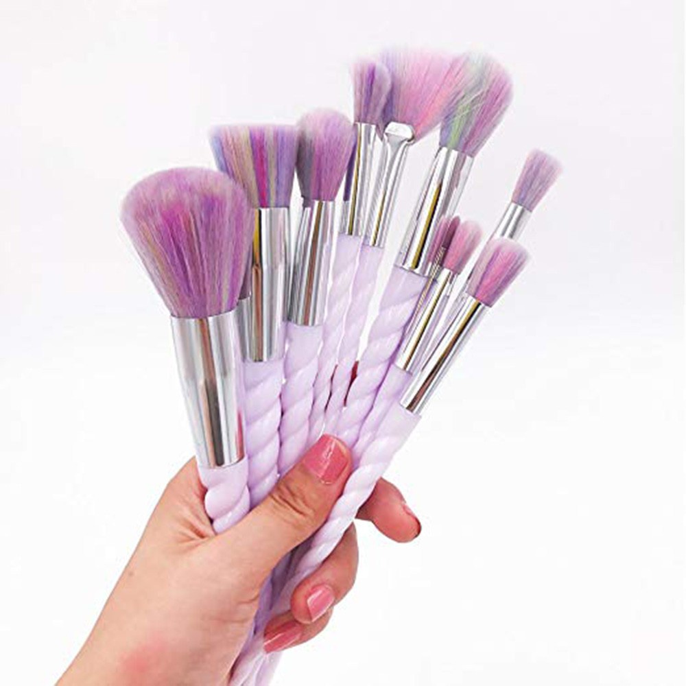 Kuas Kecantikan 10 Set - Alat Make Up Set isi 10 Brush Unicorn Purple / F080 Brush Make up Set