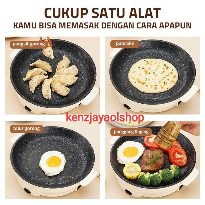 ( KJO ) Grill Pan Electrik 22 cm Grill Pan Serbaguna - Panci Panggang Anti Lengket