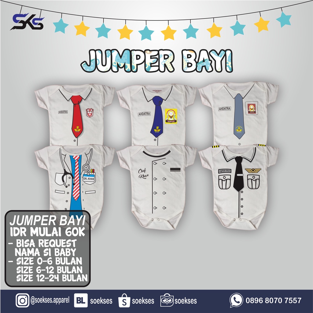 Jumper Baby SD, SMP, SMA, CHEF, PILOT, DOKTER (Bisa Request Nama) - Sablon DTF
