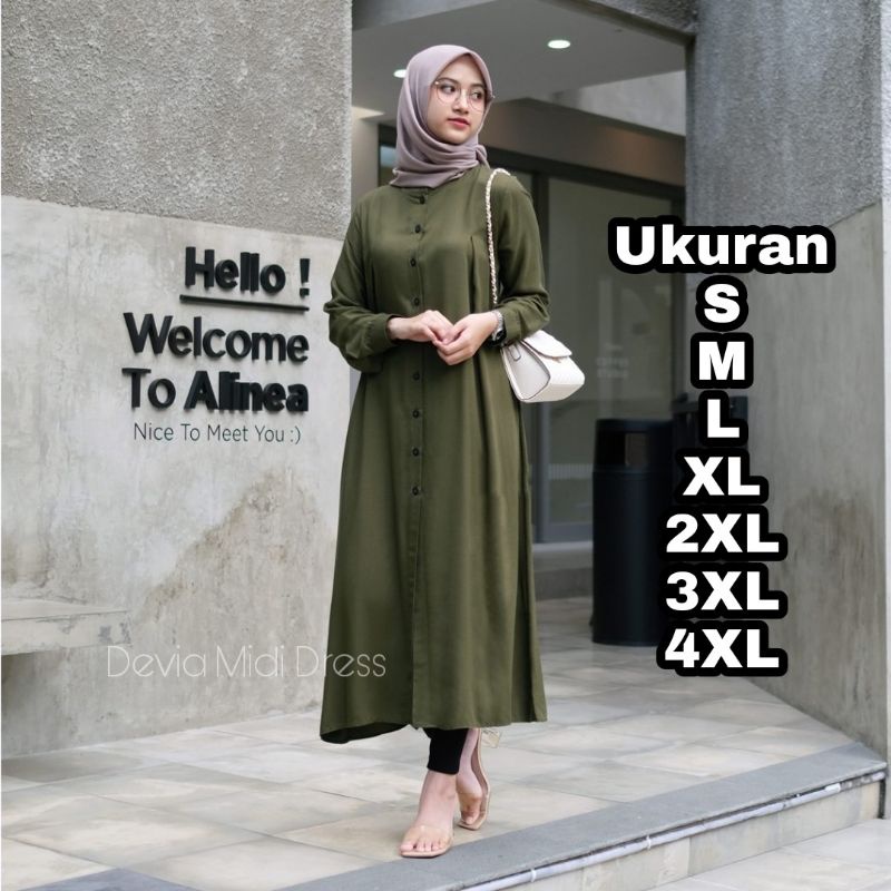 Premium Series DEVIA Midi Dress Big Size Ukuran Size S M L XL 2XL 3XL 4XL XXL XXXL  XXXXL 2L 3L 4L 5L  Dress Wanita Jumbo Gamis Big Size Baju Korea Over Size