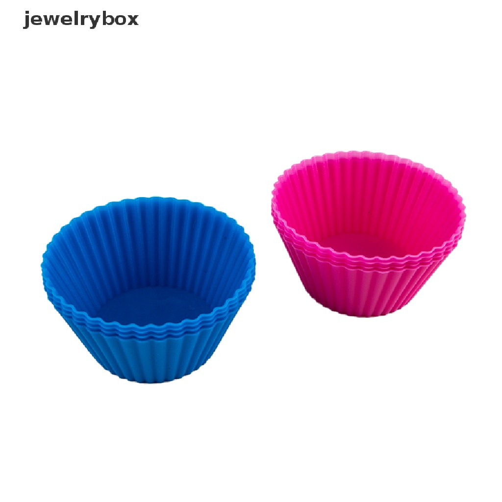 (jewelrybox) 4pcs / Set Cetakan Cupcake / Muffin Bentuk Bulat Bahan Silikon Untuk Perlengkapan Dapur