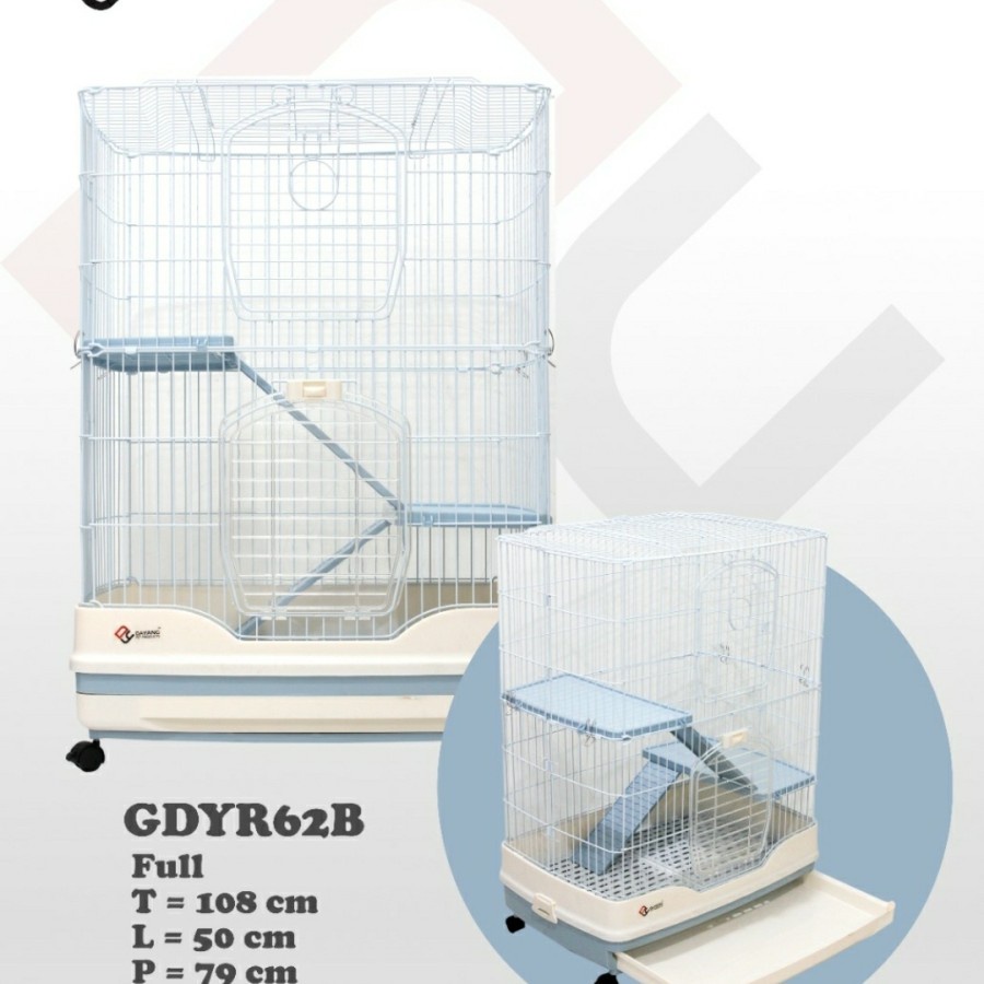 Cat Cage - Kandang Kucing Tingkat Dayang + Laci - Kandang Plastik