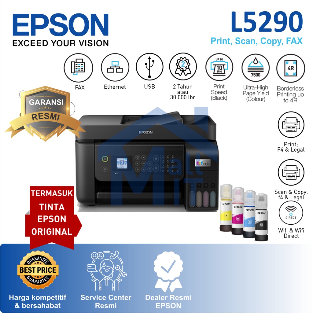 PRINTER EPSON L5290 L-5290 PENGGANTI L5190 F4 Legal Wireless WIFI GARANSI RESMI