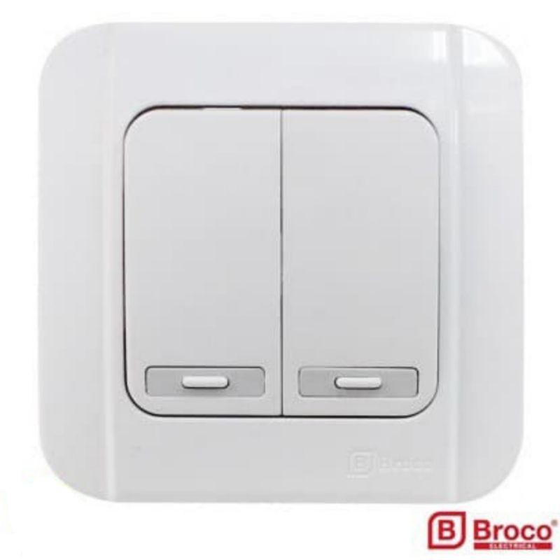 Broco Galleo Snow White Saklar Double / Seri (Tanam) IB SNI SWITCH 2 WAY G162