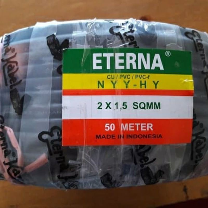 Kabel Listrik Eterna NYY-HY 2X1,5 Kabel serabut eterna per roll 50 mtr