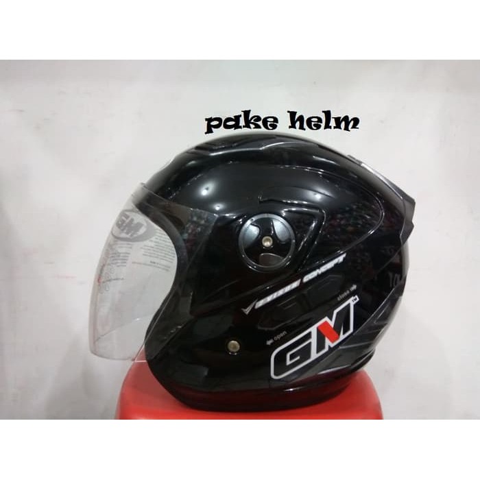 HELM GM INTERCEPTOR SOLID DOUBLE VISOR HITAM GLOSSY
