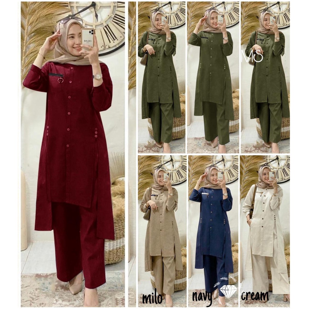 SETELAN CELANA LONG TUNIK/ SETCEL TUNIK / SETELAN TUNIK WANITA MUSLIM (SIZE S-M-L-XL)