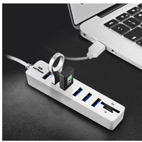 [KABELSERBAGUNA] - 2 in 1 USB Hub 6 Port Combo Card Reader SD/TF Card - CB220602 - Black