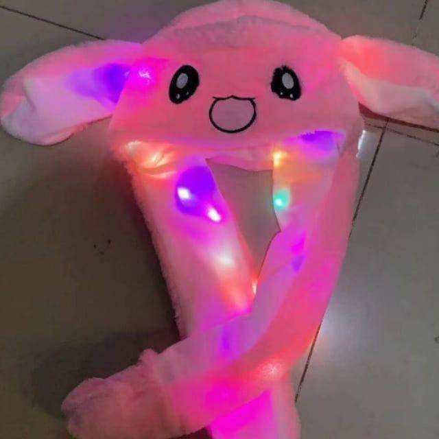 Bunny hat/topi boneka lampu led/bunny doraemon pikachu stich