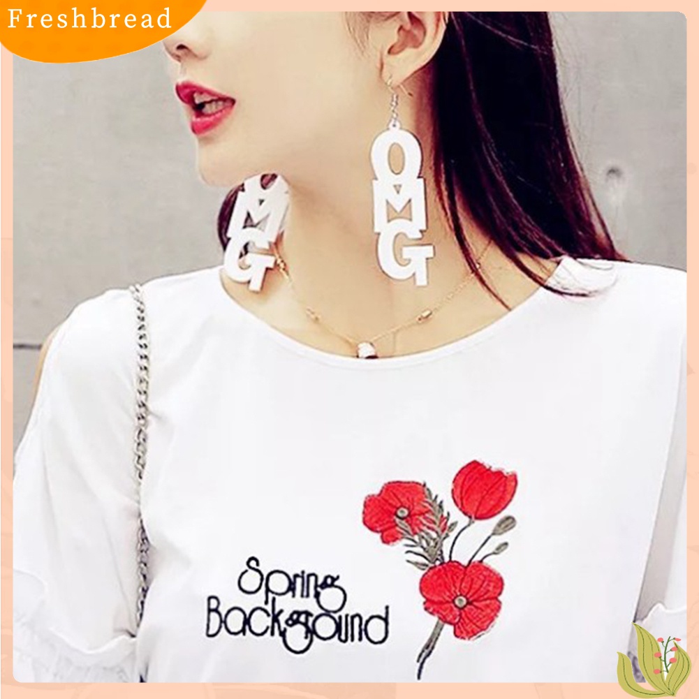 Fresh| Anting Kait Gantung Statement Bahan Akrilik Desain Tulisan OMG Gaya Hip Hop Untuk Wanita