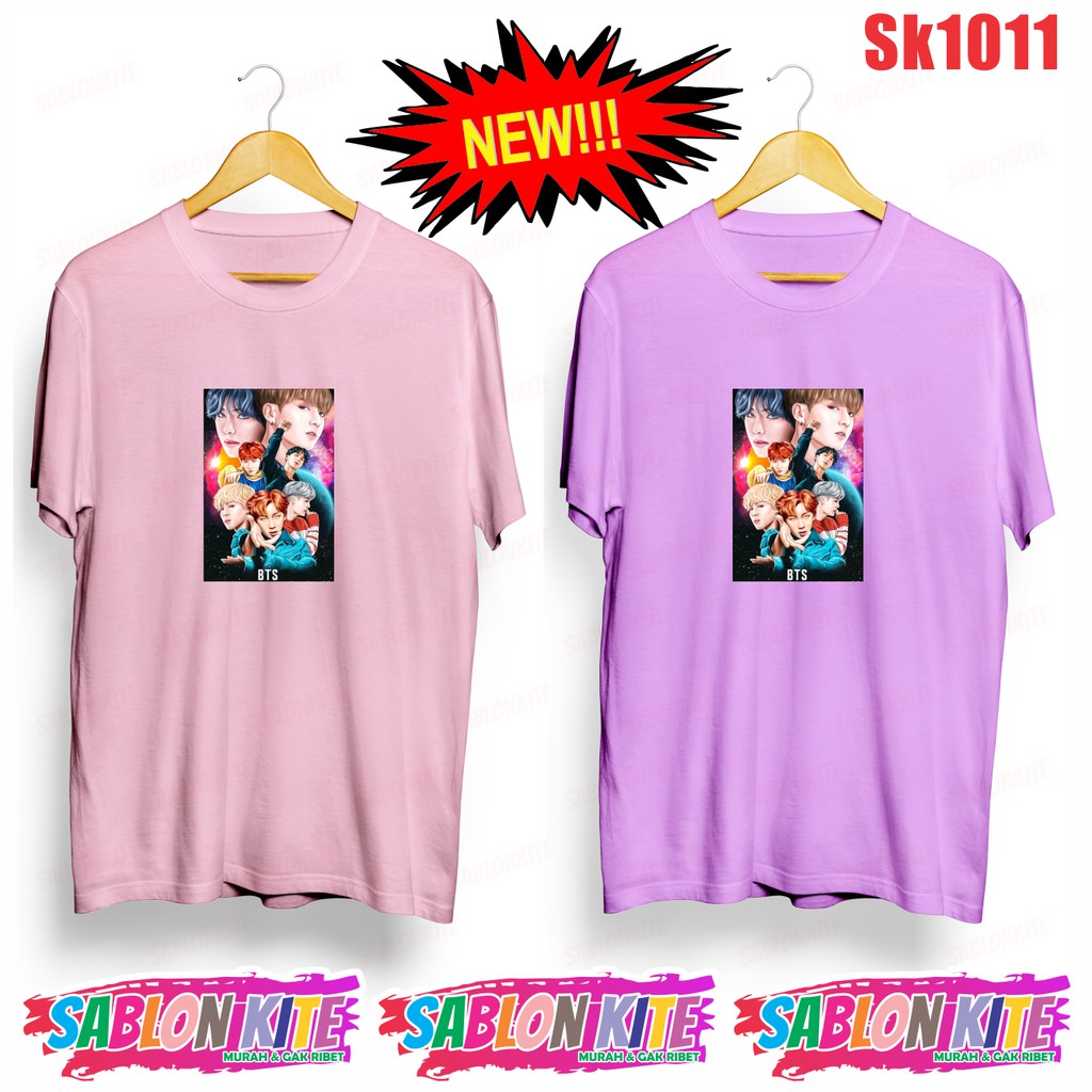 MURAH!!! KAOS KPOP SK1011 FOTO KARTUN JK SG FG RM V JIN JH JIN 8 WARNA UNISEX COMBED 30S