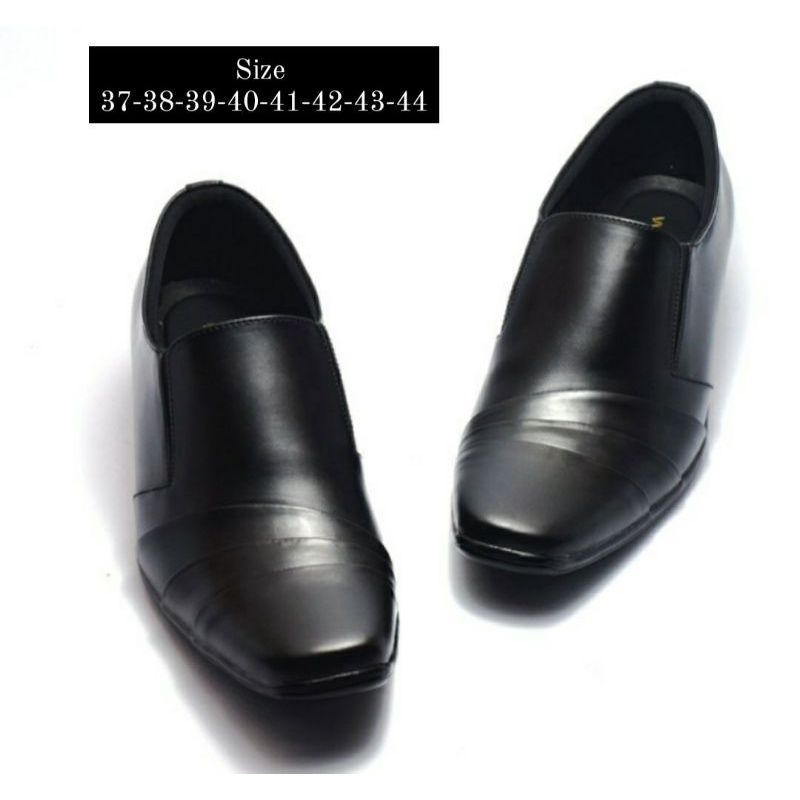 Sepatu Paskibra Pria Size 37-44 Loafers Slip on Bahan Kulit Sepatu Sekolah Hitam, 37