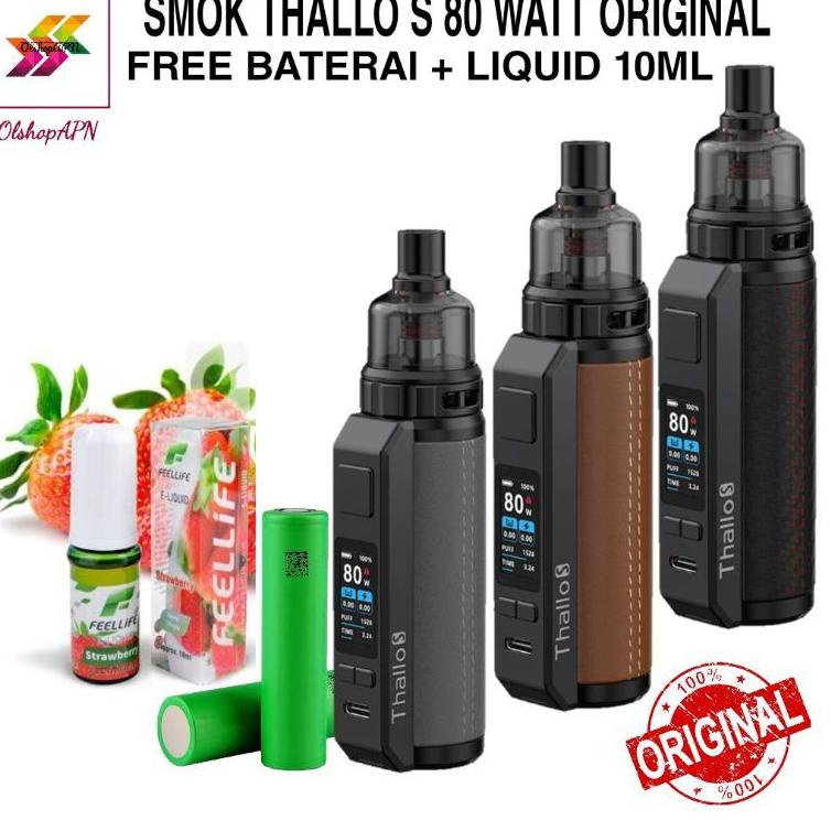 New elektronik tinta MURAHVapee Vapoor SMOKEE THALO S KIT 80W Free Baterai+L 10ml mesin uap