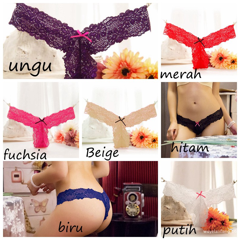 G String Sexy hot Low Waist Mini V -Thongs Celana dalam Wanita Transparan cd C015