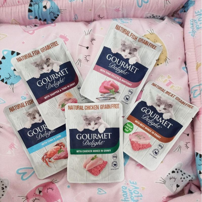 Gourmet Delight Pouch Sachet All Varian 80gr / Makanan Kucing Sachet Gourmet