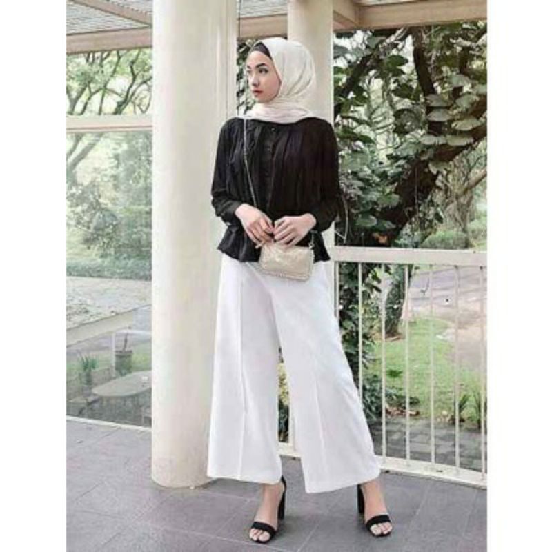 celana panjang HIGHWAIST Zipper  celana panjang Yuka slim kulot line kulot casual