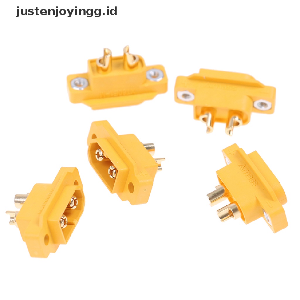 // justenjoyingg.id // 5pcs AMASS XT60E-M Mountable XT60 Male Plug for RC Drone FPV Racing Fixed Board ~