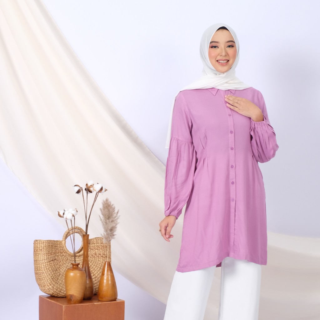 KINARA TOP - Atasan Blouse Wanita / Blouse Hangout Kantoran Adem Nyaman / Baju Hijab - Sherwood