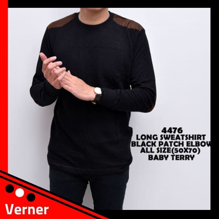 BAJU KAOS LENGAN PANJANG 4476 - SWEATER PRIA POLOS 4476 - HITAM
