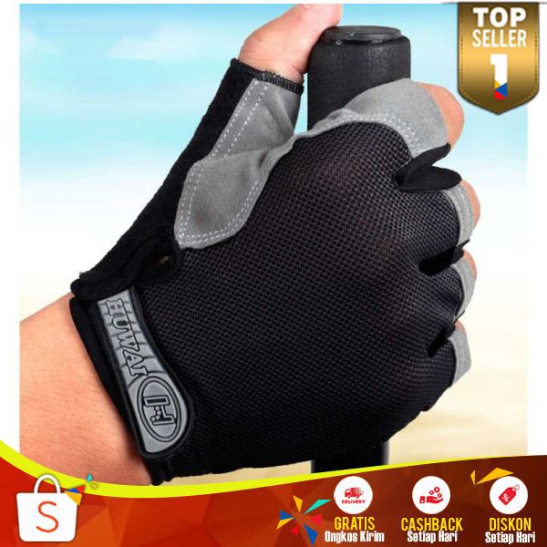 Sarung Tangan Half Finger Gym Sarungtangan Sepeda Gunung Kaos Tangan Outdoor Anti Slip Nyaman