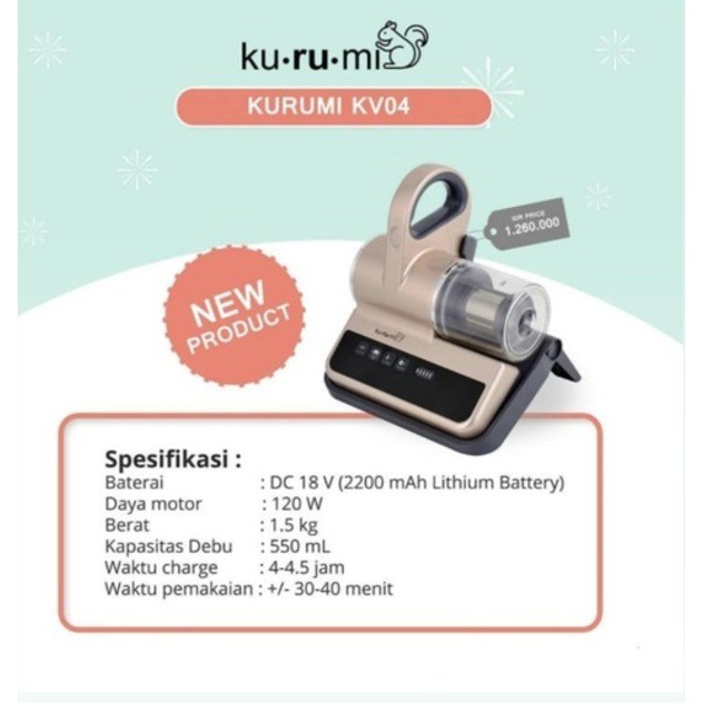 KURUMI KV 04 CORDLESS ANTI-DUST MITES UV VACUUM CLEANER - GOLD