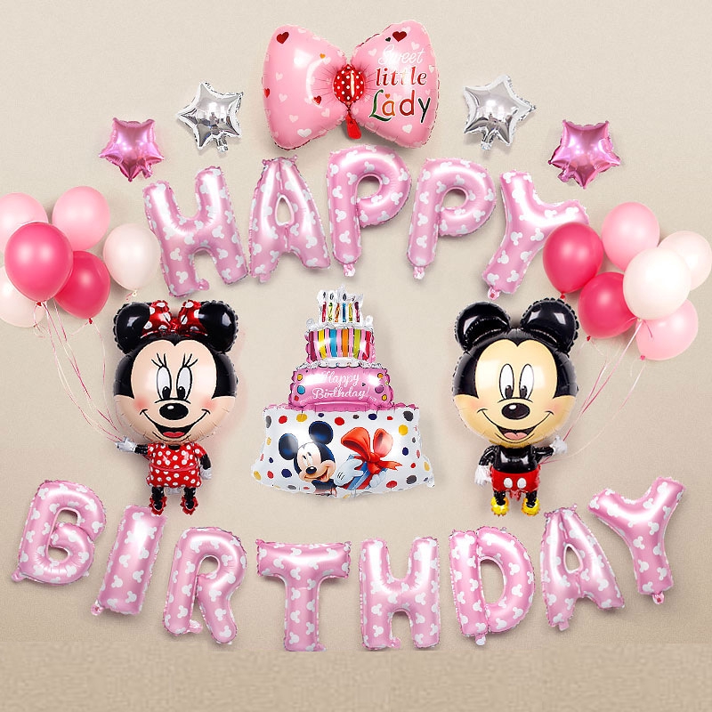 Children S Birthday Party Background Wall Decoration Mickey Minnie