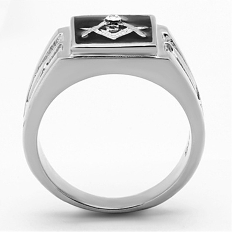 SEUSUK  Cincin Lapis Emas 18K Motif masonic lop Freemason untuk Pria / Wanita / Hadiah