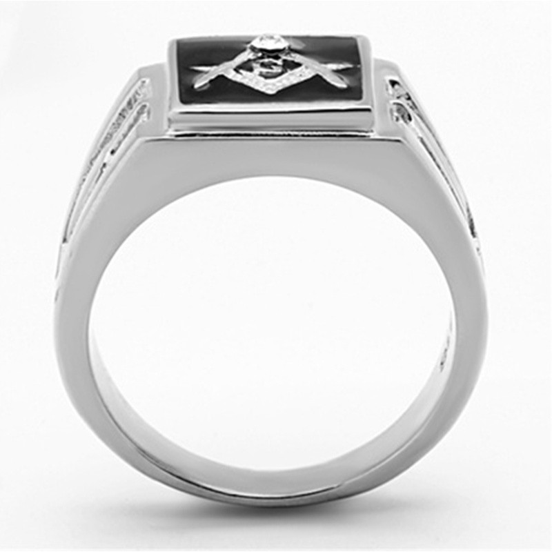 SEUSUK  Cincin Lapis Emas 18K Motif masonic lop Freemason untuk Pria / Wanita / Hadiah