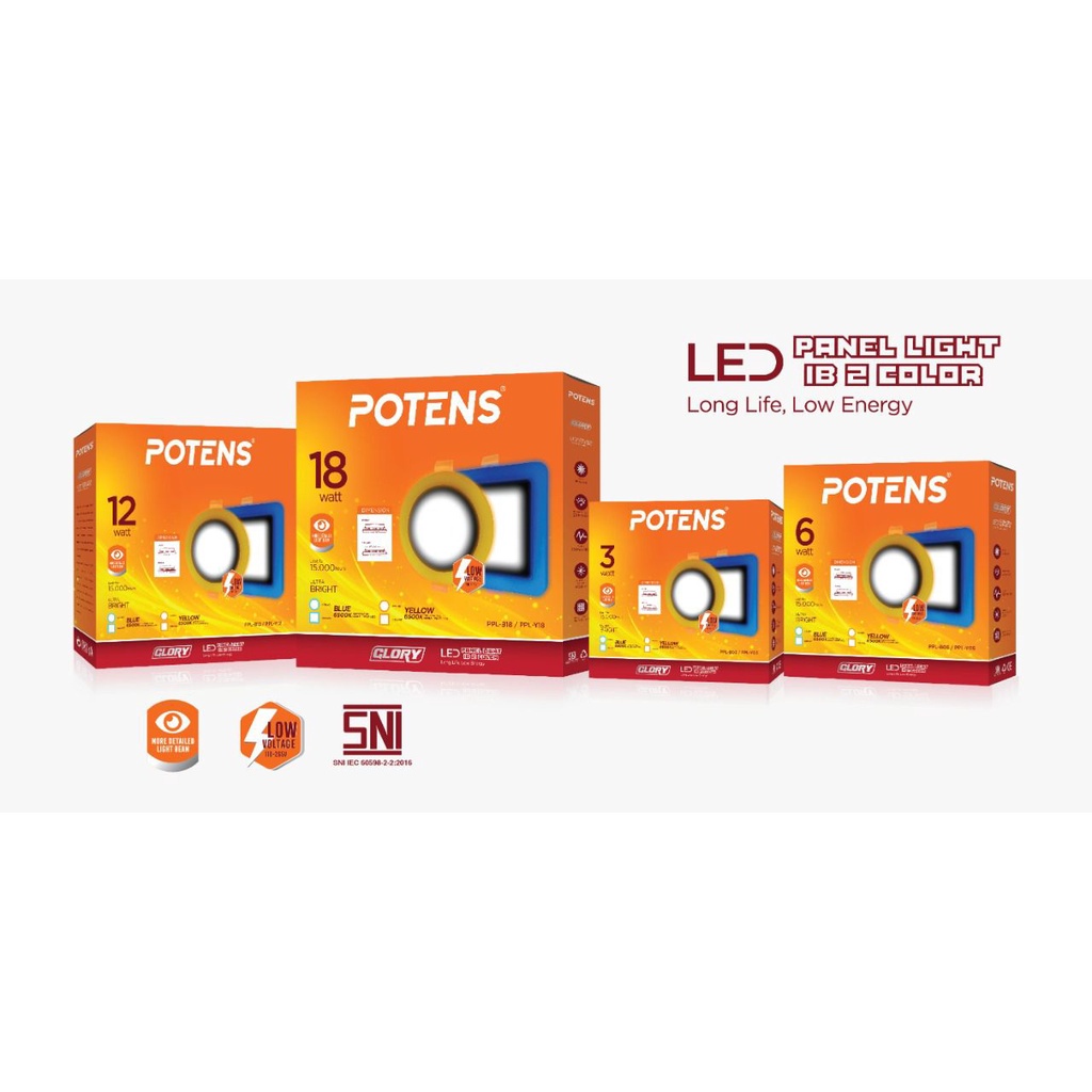 ☀ Sunly ☀ A152 Potens Lampu LED Panel Down Light Warna 2 Colour Bulat Petak Garansi Import