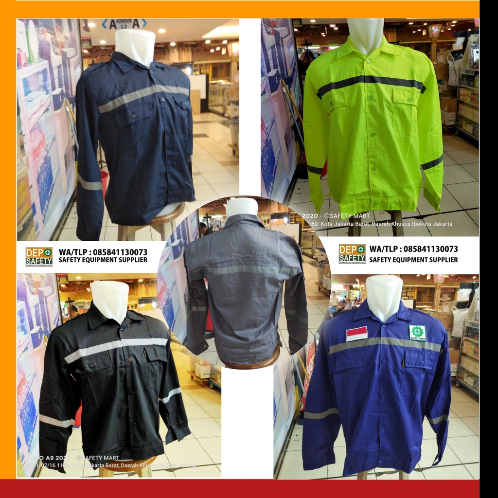 Baju Seragam Safety Lengan Panjang Bahan BERKUALITAS 100% AMERICAN DRILL