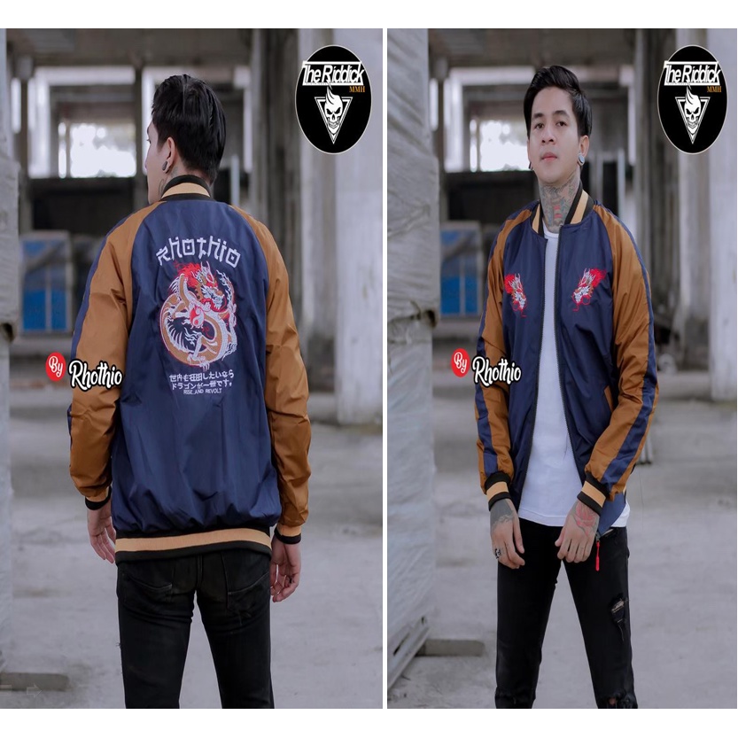 Jaket Bomber Pria Sukajan Full Bordir Orignal Gambar Naga Emblem Jacket bomber Premium Cowok Distro/Bisa Bayar Ditempat/Gratis Ongkir