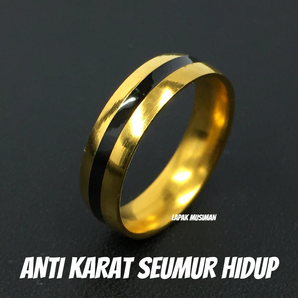 [Bayar di Tempat] CINCIN TITANIUM GOLD HITAM PRIA WANITA SUPER KEREN