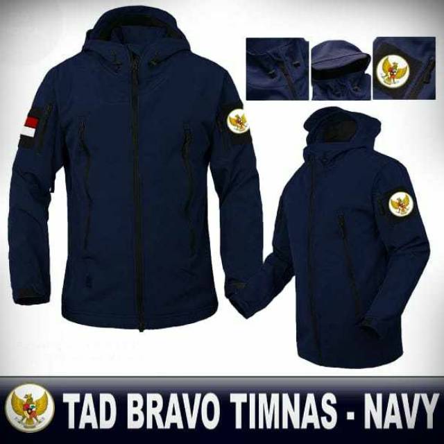 Jaket Tactical TAD Bravo Blackhawk Garuda Warna Biru Navy Logo & Hoodie Lepas Pasang Casual Elegant