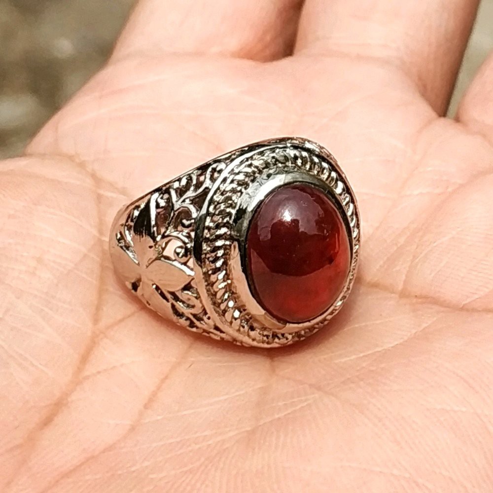 CINCIN BATU AKIK NATURAL RED GARNET MINIMALIS HIGH QUALITY HARGA KAKI LIMA TERMURAH