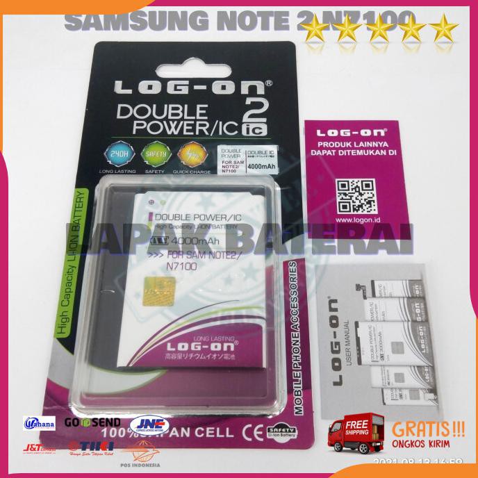 Acc Hp Baterai Samsung Galaxy Note 2 Gt-N7100 - Log On Double Power Batre