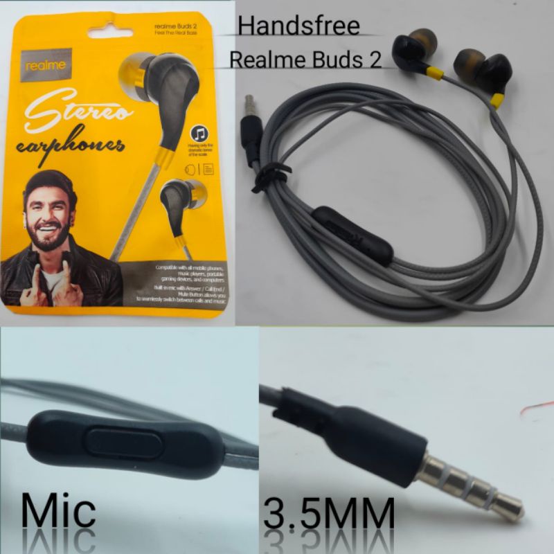 Handsfree Earphone Hanset Realme Buds  Stereo Earphones